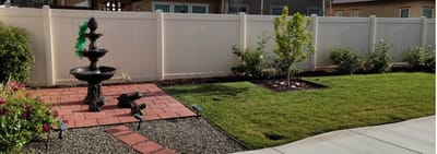 Beautifully landscaped outdoor area with a fountain