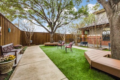 Garden area with seating and pathways
