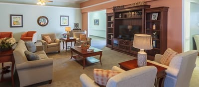 Comfortable common area with seating and decor