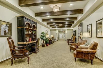 Interior hallway with seating and decor