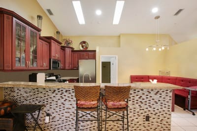 Bright interior of a common area with seating