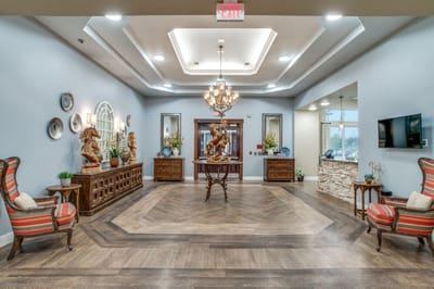 Welcoming lobby area with decorative features