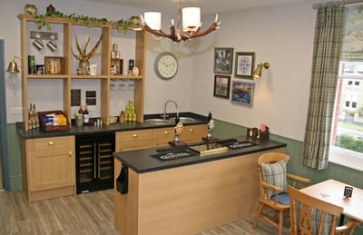 Cozy interior bar area with seating and decor