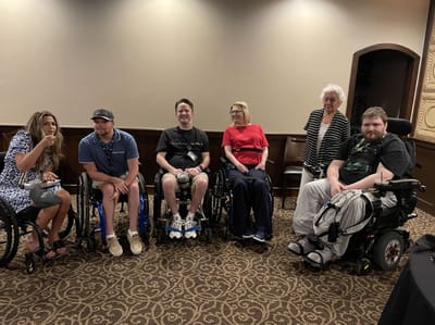 Residents and staff gathered for a group activity