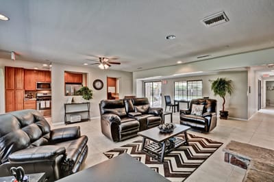Bright common area with comfortable seating and decor