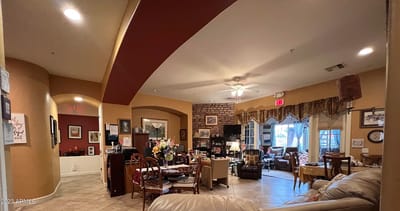 Common area of an assisted living facility with residents