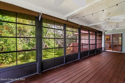 Screened porch with views of the garden