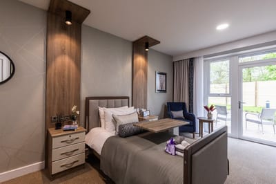 Welcoming private resident room with modern decor