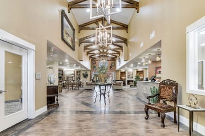 Interior view of a senior living facility lobby