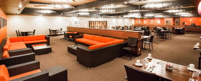 Interior dining area with modern seating and decor