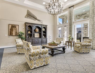 Cozy interior common area with seating and decor