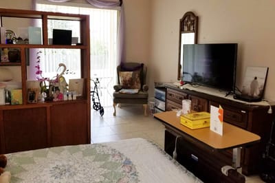 Cozy interior of a resident's room with personal items