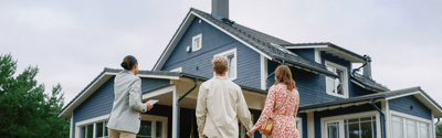Cherokees Angel Personal Care Home, Nursing Home in Canton, GA — Three people approaching a modern blue house