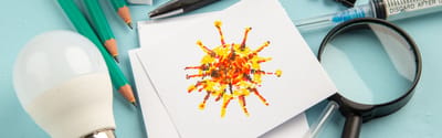 Cherokees Angel Personal Care Home, Nursing Home in Canton, GA — Art supplies and sketches on a light blue surface