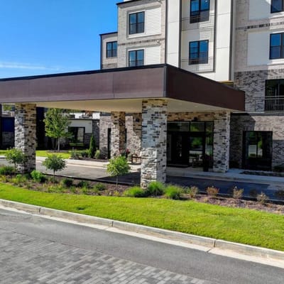 Exterior view of Eben Silver Town's entrance and outdoor space