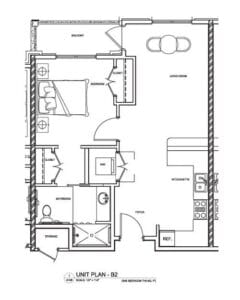 Architectural floor plan of a unit layout