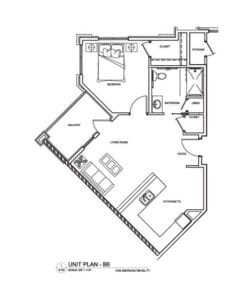 Architectural floor plan of a residence unit