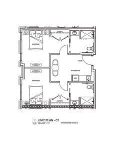 Architectural floor plan of a unit