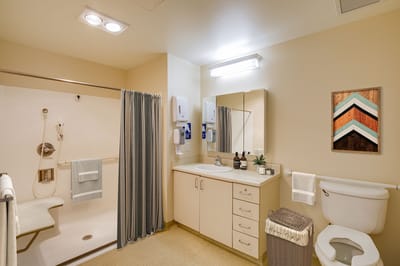 Modern bathroom in a senior living facility