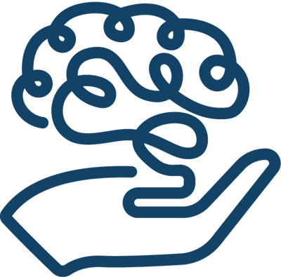 Graphic of a brain held in a hand
