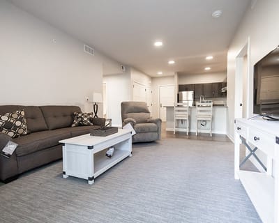 Cozy living room in a nursing home unit