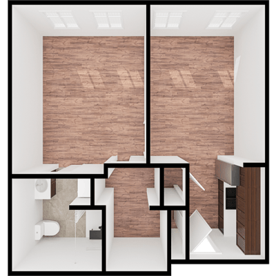 Architectural floor plan of a living space