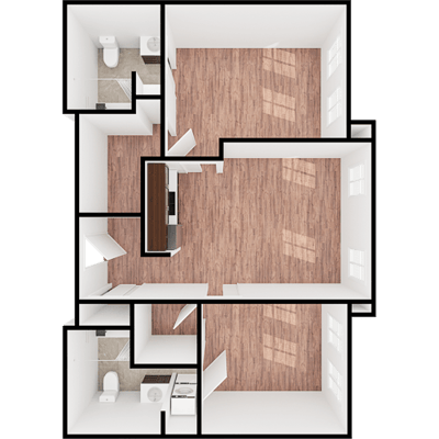 Architectural floor plan of a resident unit