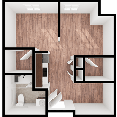 Architectural floor plan of a private resident unit