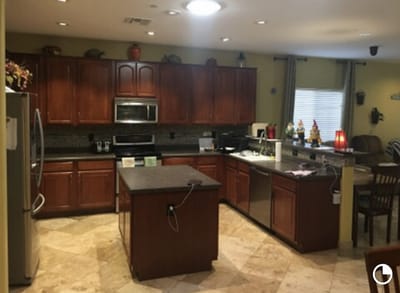 Interior view of a kitchen area in an assisted living facility