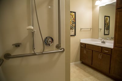 Accessible bathroom in an assisted living facility