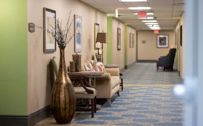 Interior hallway with seating and decor