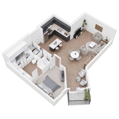 Architectural floor plan of a spacious unit
