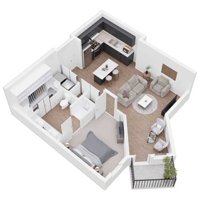 Interior layout of a model apartment
