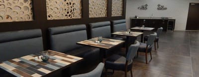 Interior dining area with tables and seating