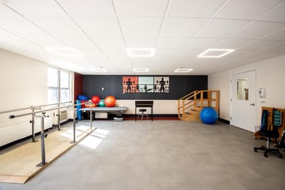 Rehabilitation area with therapy equipment