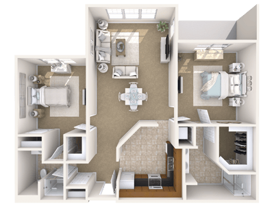 Architectural floor plan of a resident suite
