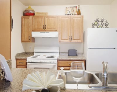 Interior of a kitchen with modern appliances