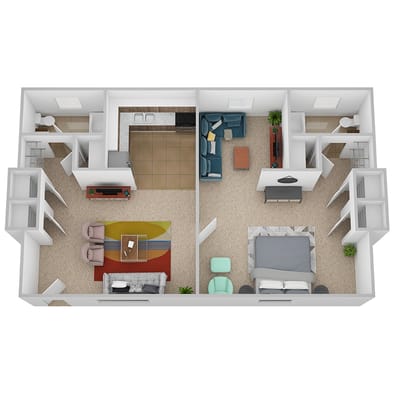 Architectural floor plan of a resident unit
