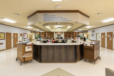 Bright interior view of the facility's reception area