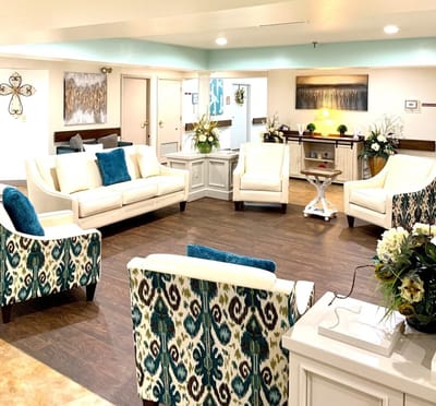 Bright common area with comfortable seating