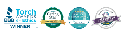 Logos and awards related to senior living
