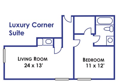 Floor plan of a luxury corner suite