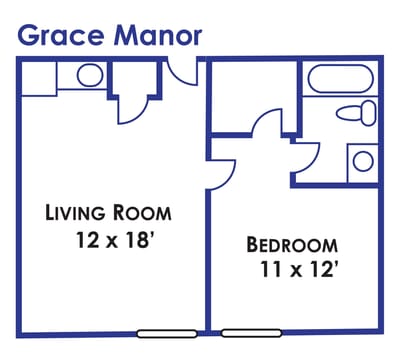 Architectural floor plan for Grace Manor unit
