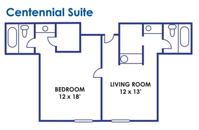 Architectural floor plan of Centennial Suite