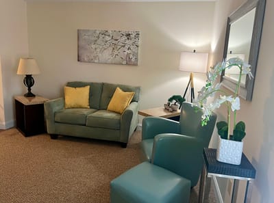 Cozy sitting area in a senior living facility