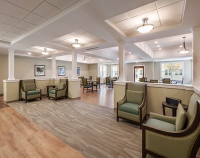 Welcoming interior common area with seating