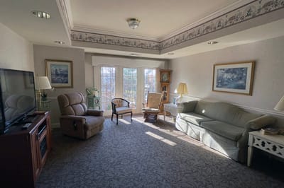 Cozy common area with seating and natural light