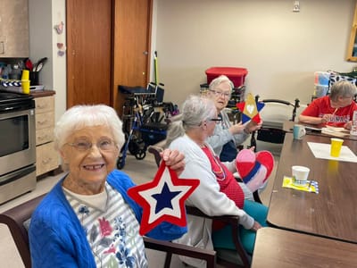 Residents engaging in an arts and crafts activity