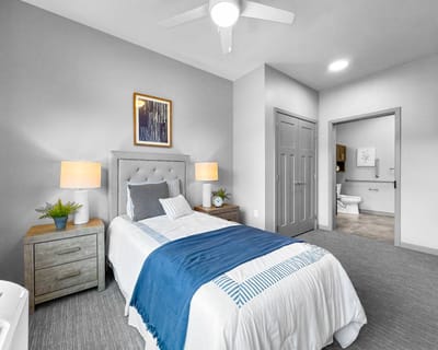 A well-furnished private room in a modern setting