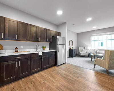 Bright interior of a resident apartment with modern decor